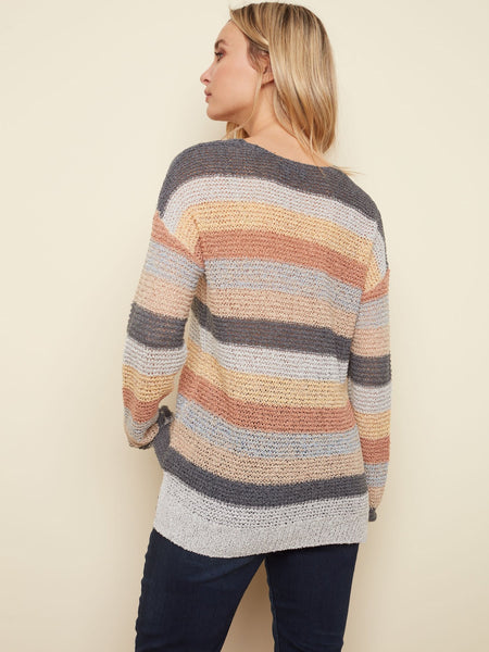 STRIPED V-NECK SWEATER