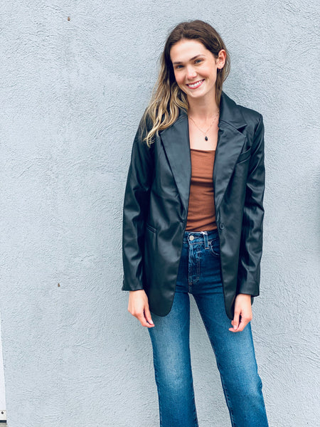 ALEXIS VEGAN LEATHER JACKET WITH STRETCH BACK
